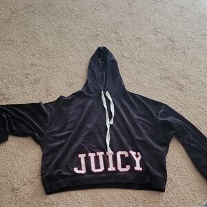 Juicy Couture Black Velour Hoodie with Pink Lettering